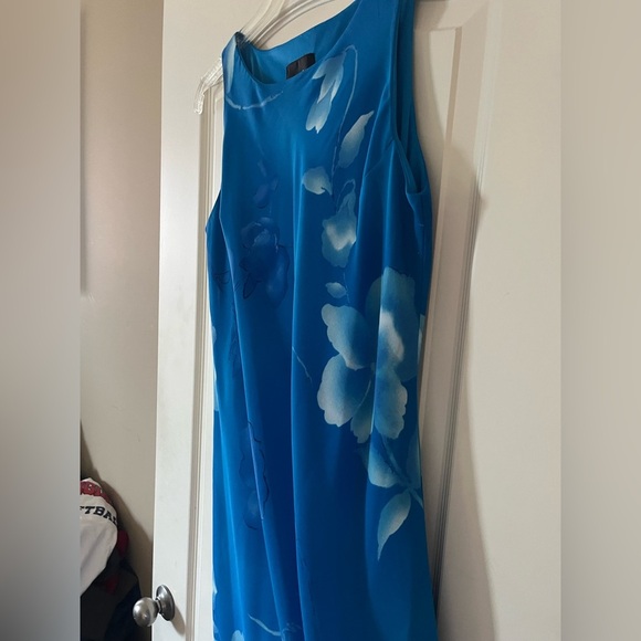 Positive Attitude Beautiful Blue Floral Sleeveless Maxi Dress Women’s size 16 - Picture 9 of 16
